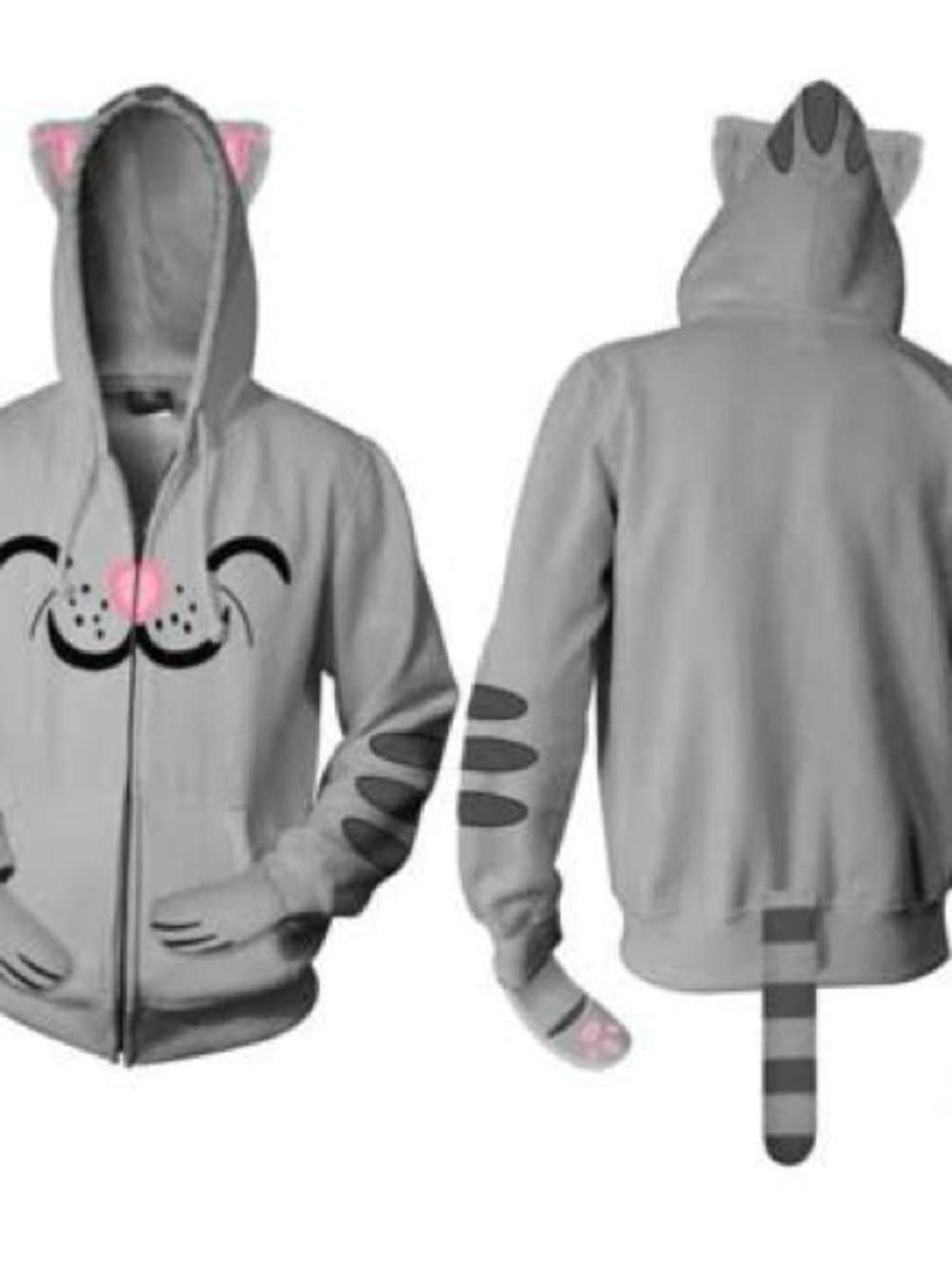Warner Bros. Gray and Pink Cat Hoodie Jacket - Big Bang Theory
